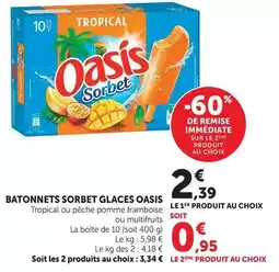 Hyper U Oasis - batonnets sorbet glaces offre