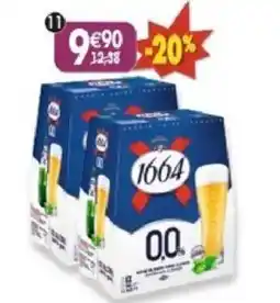 Maximo Lot de 2 packs de 6 bouteilles de 1664 blonde -0,0° "bière sans alcool" offre