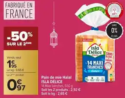 Carrefour Pain de mie halal isla délice offre