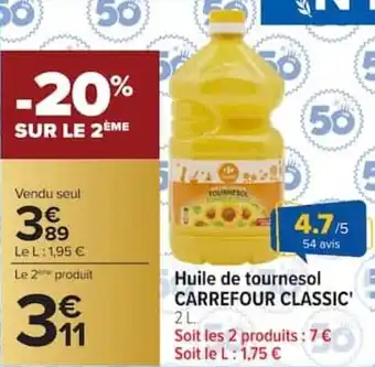 Huile de tournesol carrefour classic'