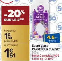 Carrefour Sucre glace carrefour classic offre