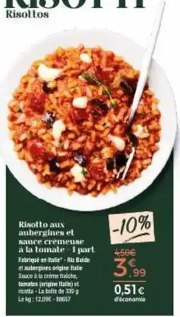 Thiriet Risotto aux aubergines et sauce crémeuse à la tomate 1 part offre