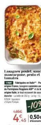 Thiriet Lasagnes poulet sauc mascarpone pesto et tomates offre