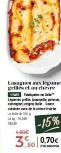 Thiriet Lasagnes aux légumes grillés et au chèvre offre