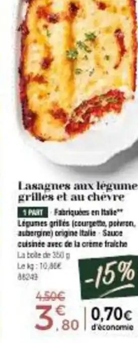 Thiriet Lasagnes aux légumes grillés et au chèvre offre