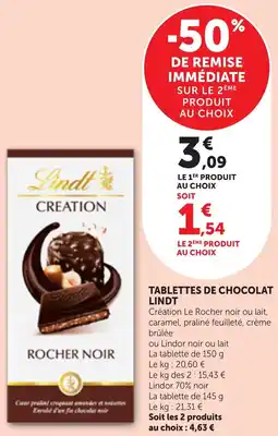Bi1 Tablettes de chocolat lindt offre