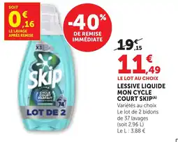 Bi1 Lessive liquide mon cycle court skip offre