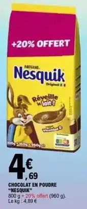 E.Leclerc Nesquik - chocolat en poudre offre