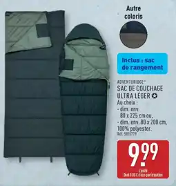 ALDI ADVENTURIDGE Sac de couchage ultra léger offre