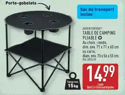 ALDI ADVENTURIDGE Table de camping pliable offre