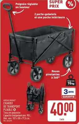 ALDI ADVENTURIDGE Chariot de transport pliable offre