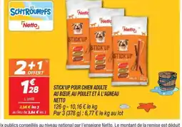 Netto NETTO Stick'up pour chien adulte au bœuf, au poulet et à l'agneau offre