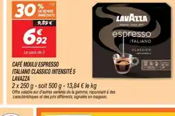 Netto LAVAZZA Café moulu espresso italiano classico intensité 5 offre