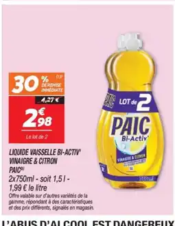 Netto PAIC Liquide vaisselle bi-activ' vinaigre&citron offre