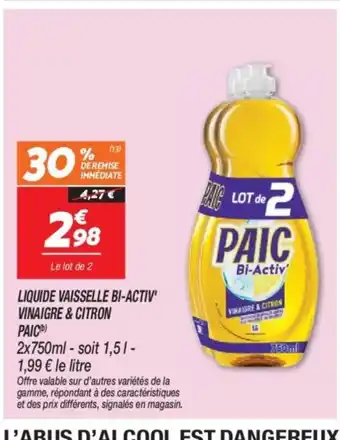 Netto PAIC Liquide vaisselle bi-activ' vinaigre&citron offre