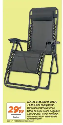 Netto Fauteuil relax acier anthracite offre