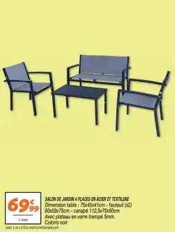 Netto Salon de jardin 4 places en acier et textilene offre