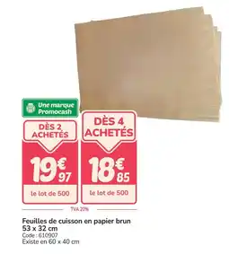 Promocash Feuilles de cuisson en papier brun offre