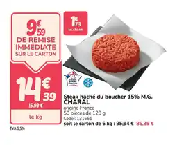 Promocash CHARAL Steak hache du boucher 15% MG offre