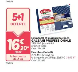 Promocash GALBANI PROFESSIONALE Emmental et mozzarella râpés offre
