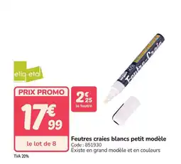 Promocash Feutres craies blancs petit modèle offre