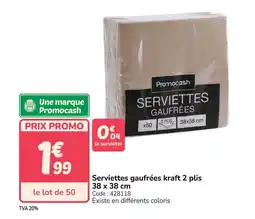 Promocash Serviettes gaufrées kraft 2 plis offre