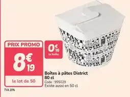 Promocash Boîtes à pâtes District offre