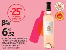 Intermarché Aop côtes de provence sainte victoire rosé estandon la vigne & la roche hve3 offre