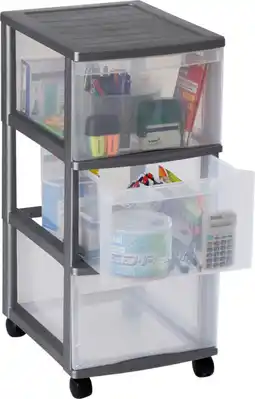Auchan Actuel tour en plastique 3 tiroirs avec roue actuel offre