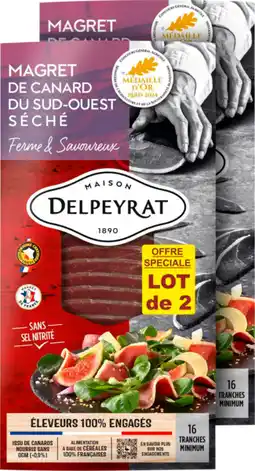 Auchan Supermarché Delpeyrat lot de 2 magrets de canard du sud-ouest séchés tranchés delpeyrat offre