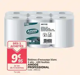 Promocash AMOOS PROFESSIONAL Bobines d'essuyage blanc 2 plis 430 feuilles offre