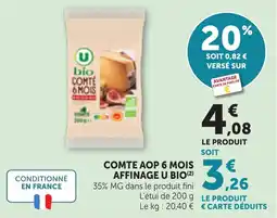 Maximarché Comte aop 6 mois affinage u bio offre