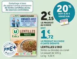 Maximarché Lentilles u bio offre