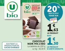Maximarché Chocolat noir 74% u bio offre