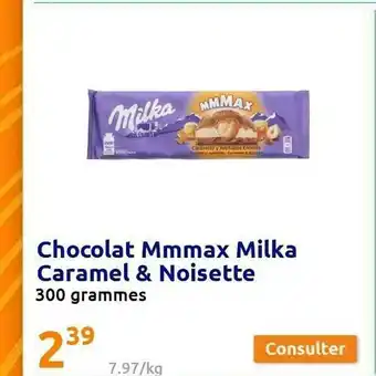 Action Chocolat Mmmax Milka Caramel & Noisette offre