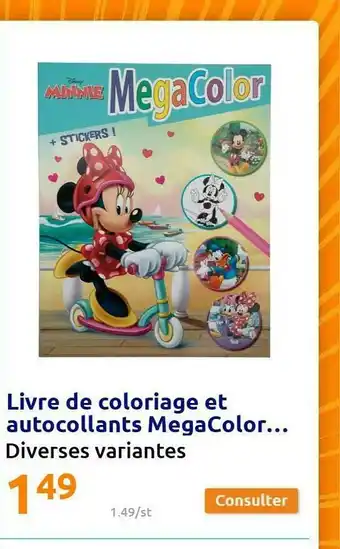 Action Livre De Coloriage Et Autocollants Mega Color offre