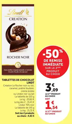 Maximarché Tablettes de chocolat lindt offre