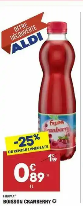 ALDI Boisson Cranberry Fruima offre