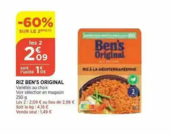 Bi1 Riz Ben's Original -60% Sur Le 2ème offre
