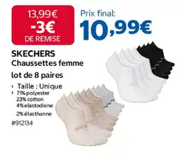 Costco SKECHERS Chaussettes femme lot de 8 paires offre