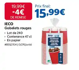 Costco Ieco gobelets rouges offre