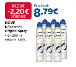 Costco Dove déodorant original spray offre