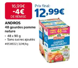 Costco Andros 48 gourdes pomme nature offre