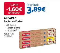 Costco Alfapac papier sulfurisé offre