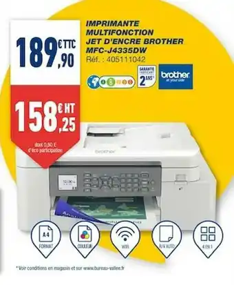 Bureau Vallée Imprimante Multifonction Jet D'encre Brother Mfc-j4335dw offre