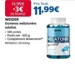 Costco WEIDER Gommes mélatonine adultes offre