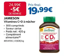 Costco Jamieson vitamines c+d à mâcher offre