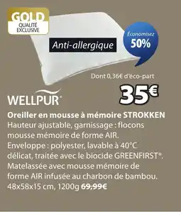 JYSK STROKKEN Oreiller en mousse à mémoire offre
