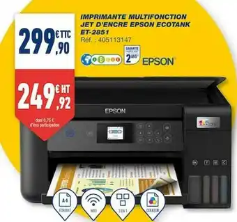 Bureau Vallée Imprimante Multifonction Jet D'encre Epson Ecotank Et-2851 offre