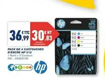 Bureau Vallée Pack De 4 Cartouches D'encre Hp 912 offre